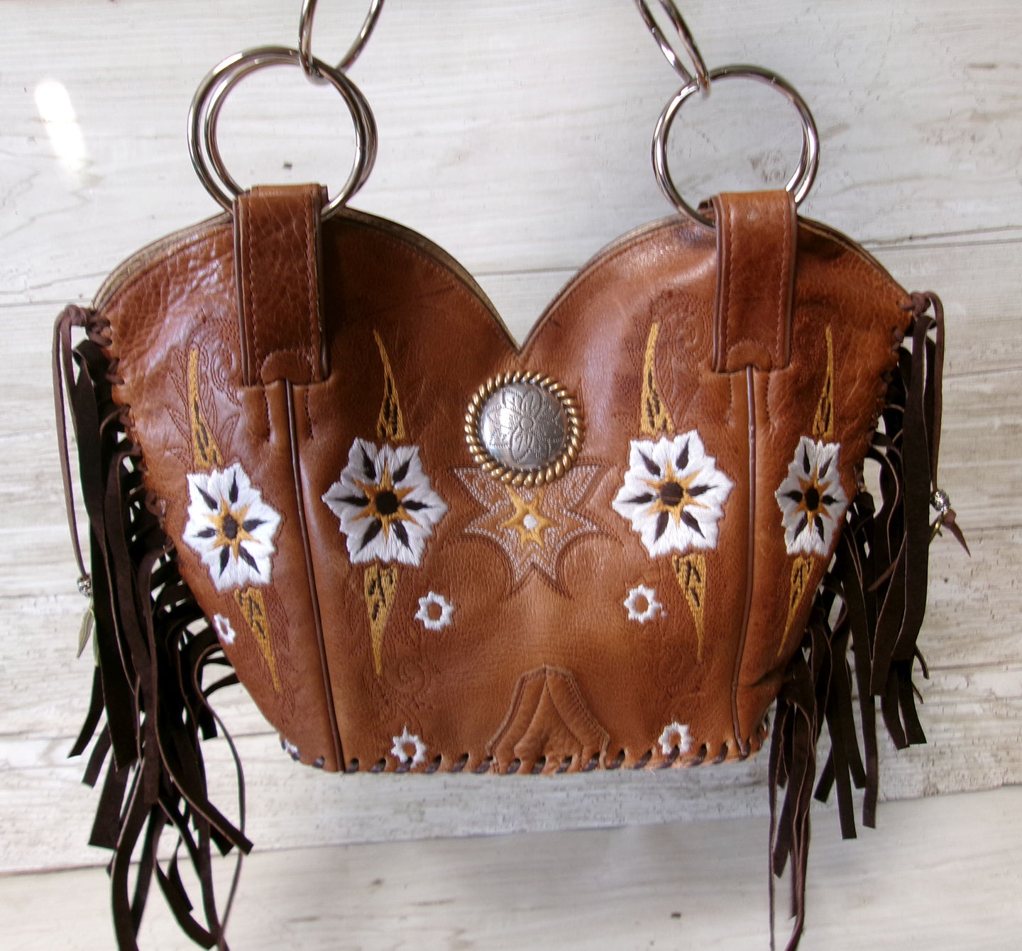 Double Cowboy Boot Purse with Fringe DB354